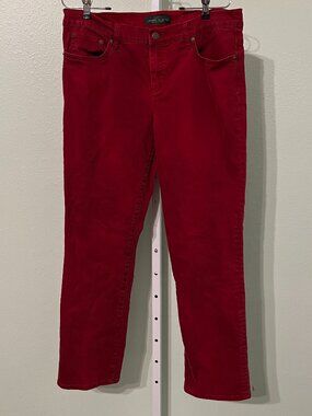 Lauren Ralph Lauren Deep Red Straight Leg Mid-Rise Women's Jeans SZ 14